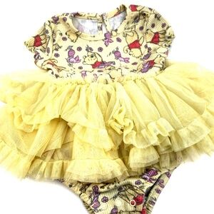 Disney Winnie the Pooh Tutu dress Size 6/9m Girls Yellow Ruffles Children Kids